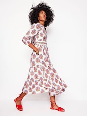 Boden Multi 100% Cotton Violet Midi Dress - Image 1 of 6