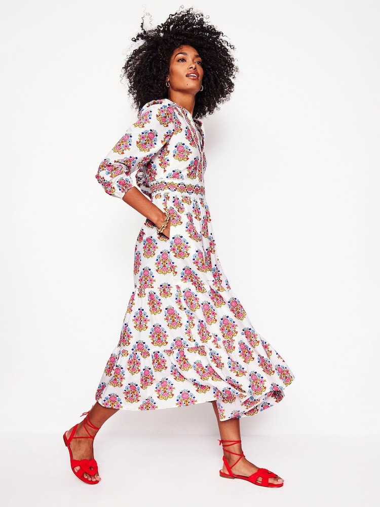 Boden Multi 100% Cotton Violet Midi Dress - Image 1 of 6 Boden Multi 100% Cotton Violet Midi Dress - Image 1 of 6
