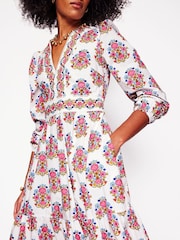 Boden Multi 100% Cotton Violet Midi Dress - Image 2 of 6