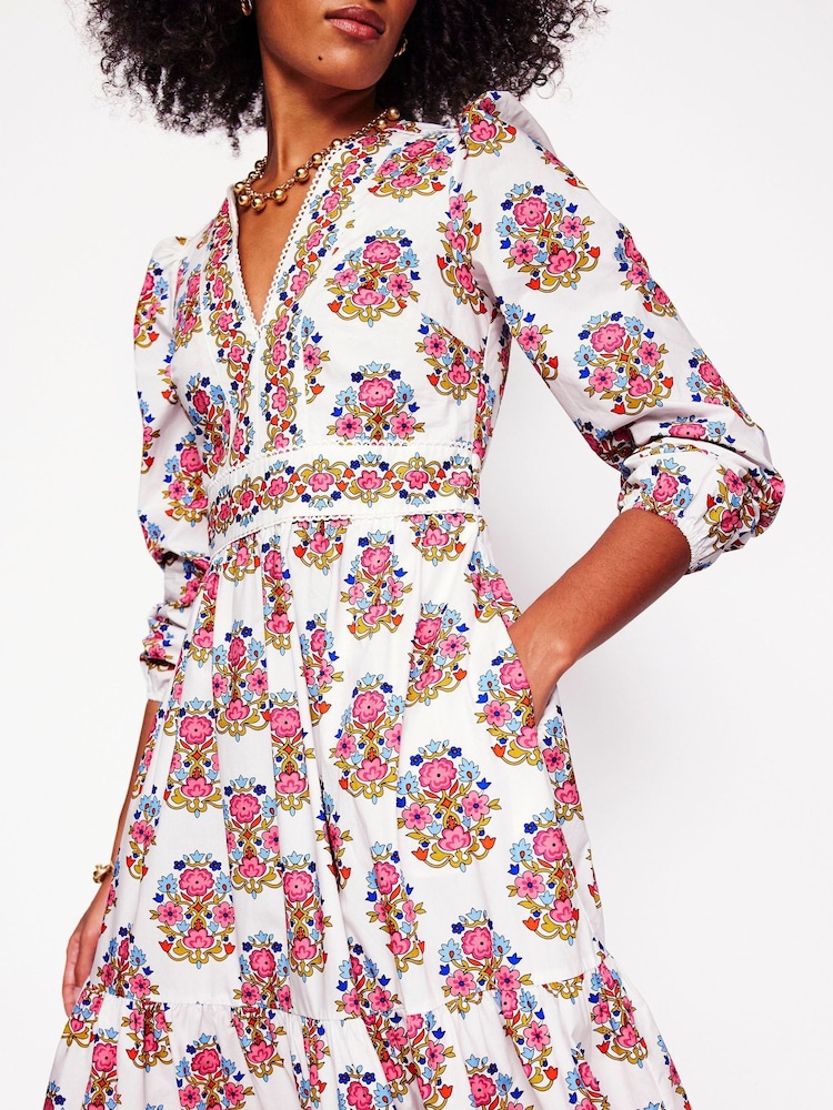 Boden Multi 100% Cotton Violet Midi Dress - Image 2 of 6