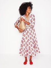 Boden Multi 100% Cotton Violet Midi Dress - Image 4 of 6