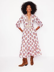 Boden Multi 100% Cotton Violet Midi Dress - Image 5 of 6