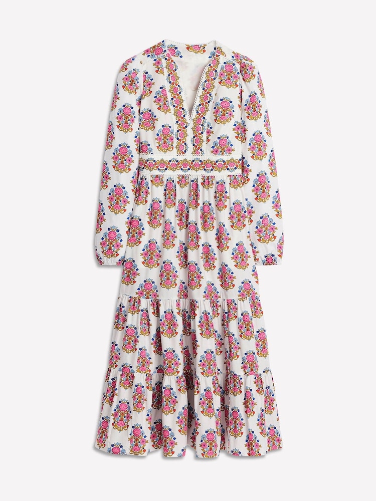 Boden Multi 100% Cotton Violet Midi Dress - Image 6 of 6