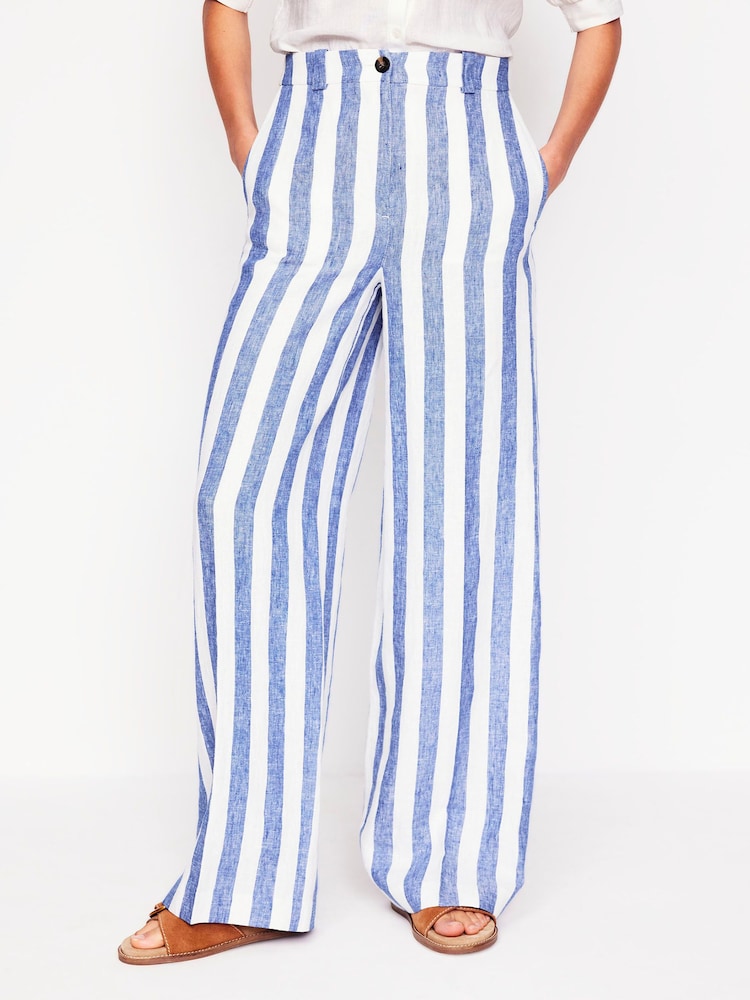 Boden Blue Westbourne Linen 100% Cotton Trousers - Image 1 of 6