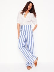 Boden Blue Westbourne Linen 100% Cotton Trousers - Image 2 of 6