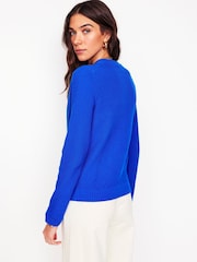 Boden Blue 100% Cotton Callie Crochet Trim Cardigan - Image 3 of 5