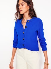 Boden Blue 100% Cotton Callie Crochet Trim Cardigan - Image 4 of 5