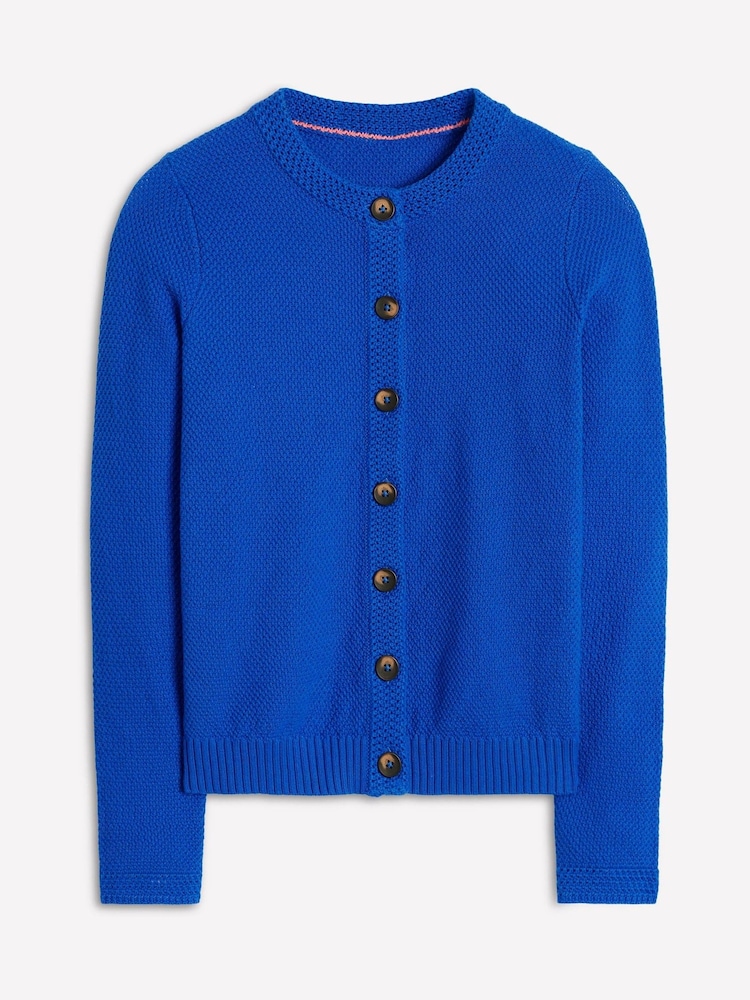Boden Blue 100% Cotton Callie Crochet Trim Cardigan - Image 5 of 5
