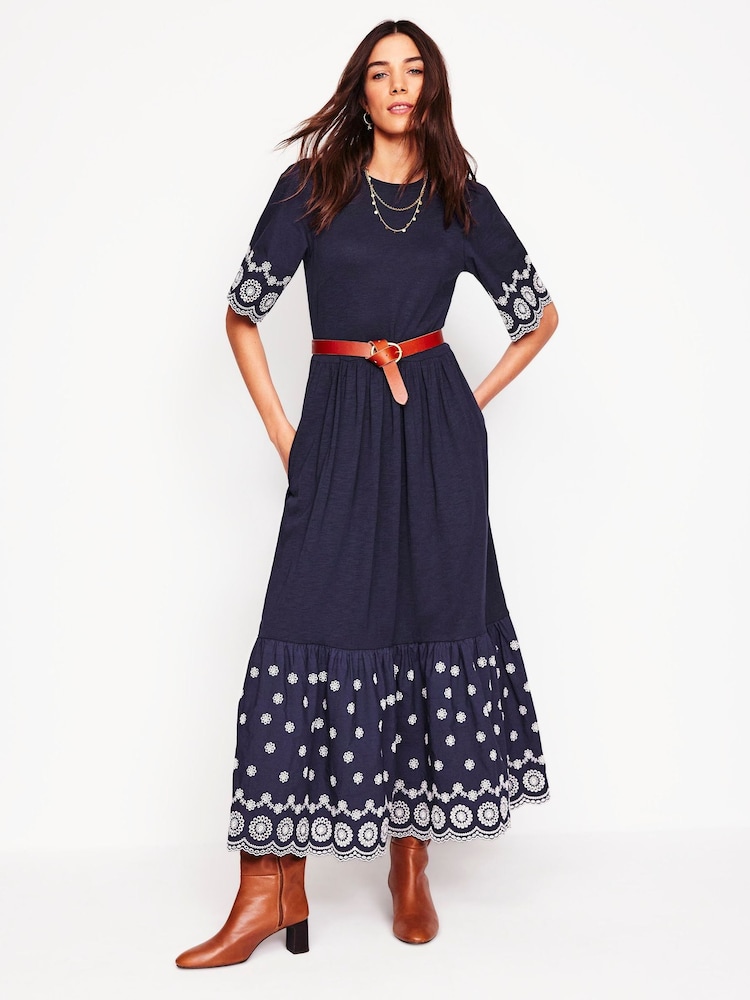 Blau - Boden Isabel Broderie Mix Maxi Dress - Bild 1 von 5