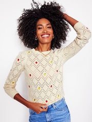 Boden Cream 100% Cotton Enid Embroidered Jumper - Image 2 of 7