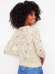 Boden Cream 100% Cotton Enid Embroidered Jumper - Image 3 of 7
