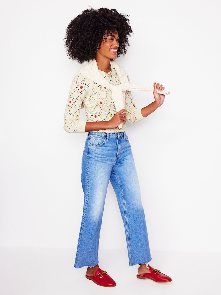 Boden Cream 100% Cotton Enid Embroidered Jumper - Image 4 of 7