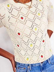 Boden Cream 100% Cotton Enid Embroidered Jumper - Image 5 of 7
