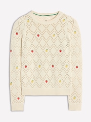 Boden Cream 100% Cotton Enid Embroidered Jumper - Image 6 of 7