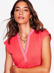 Boden Red Chloe Embroidered Short Dress - Image 2 of 5