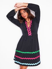 Boden Blue 100% Cotton Corinna Ric Rac Jersey Dress - Image 1 of 7