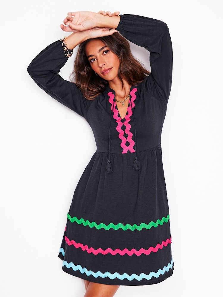 Boden Blue 100% Cotton Corinna Ric Rac Jersey Dress - Image 1 of 7