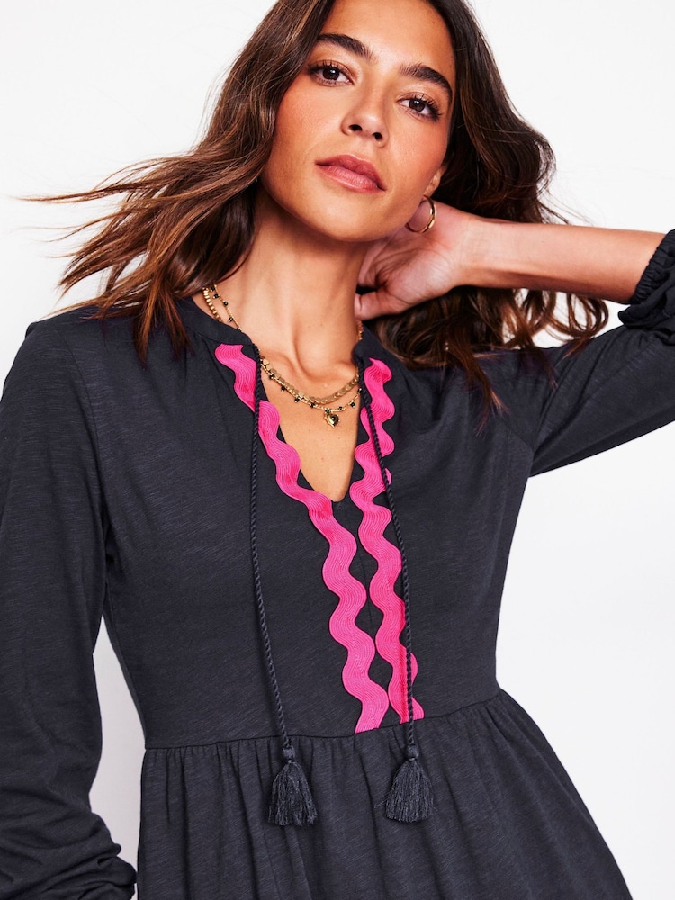 Boden Blue 100% Cotton Corinna Ric Rac Jersey Dress - Image 5 of 7