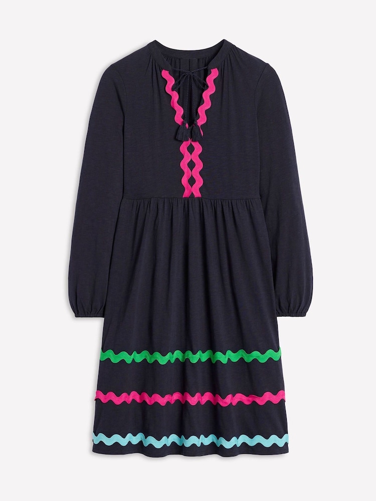 Boden Blue 100% Cotton Corinna Ric Rac Jersey Dress - Image 7 of 7