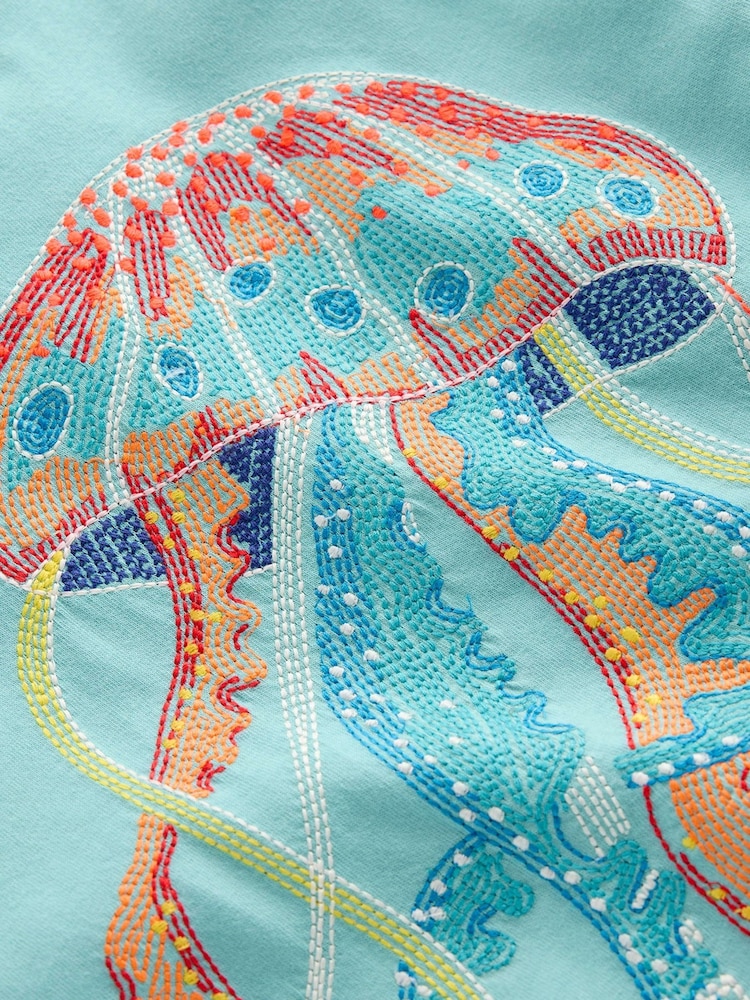 Boden Blue Jellyfish 100% Cotton Glow Superstitch T-Shirt - Image 6 of 6 Boden Blue Jellyfish 100% Cotton Glow Superstitch T-Shirt - Image 6 of 6