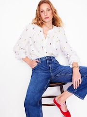 Boden White Evie Double Cloth 100% Cotton Top - Image 2 of 6