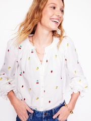 Boden White Evie Double Cloth 100% Cotton Top - Image 3 of 6
