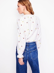 Boden White Evie Double Cloth 100% Cotton Top - Image 4 of 6