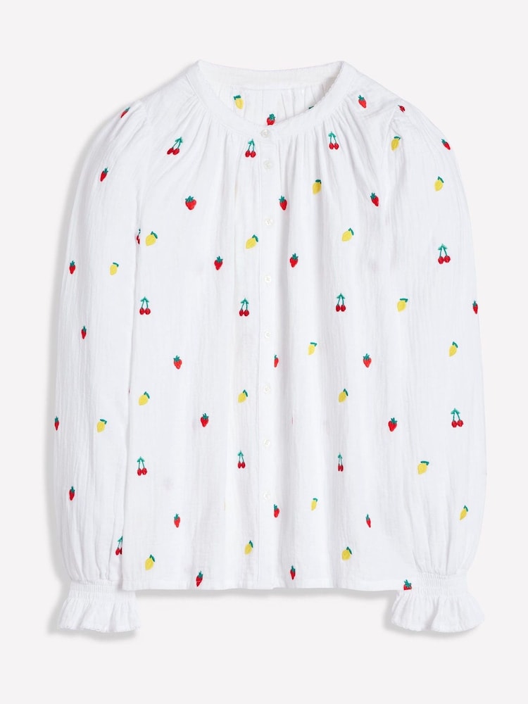 Boden White Evie Double Cloth 100% Cotton Top - Image 6 of 6