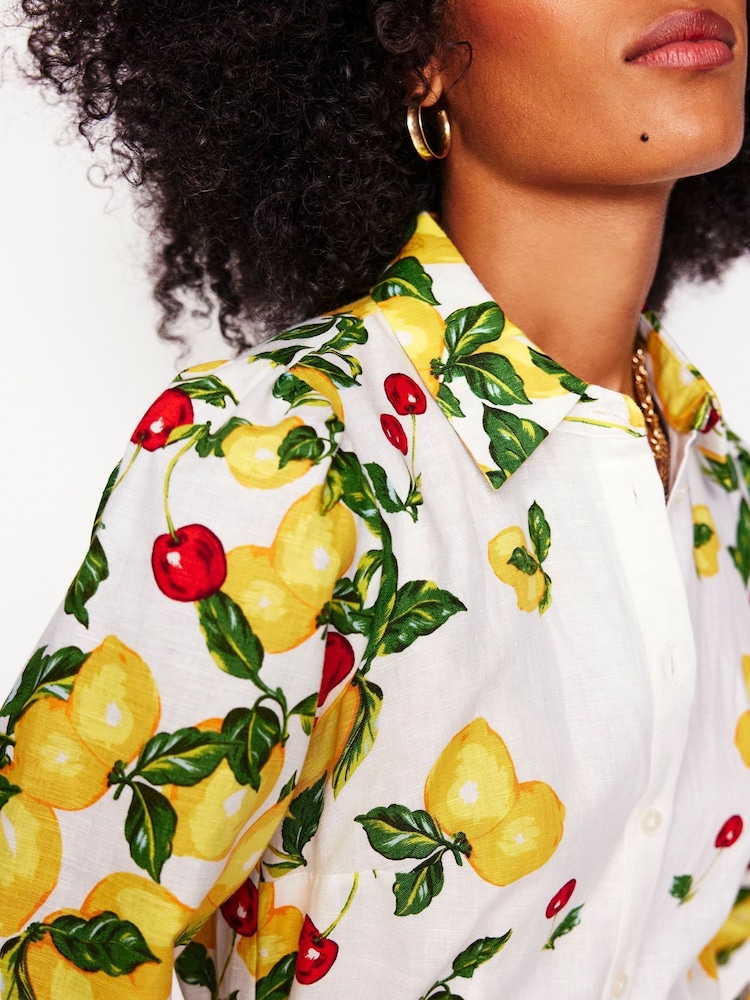 Boden Cream Clara Linen Blend Shirt Dress - Image 3 of 7