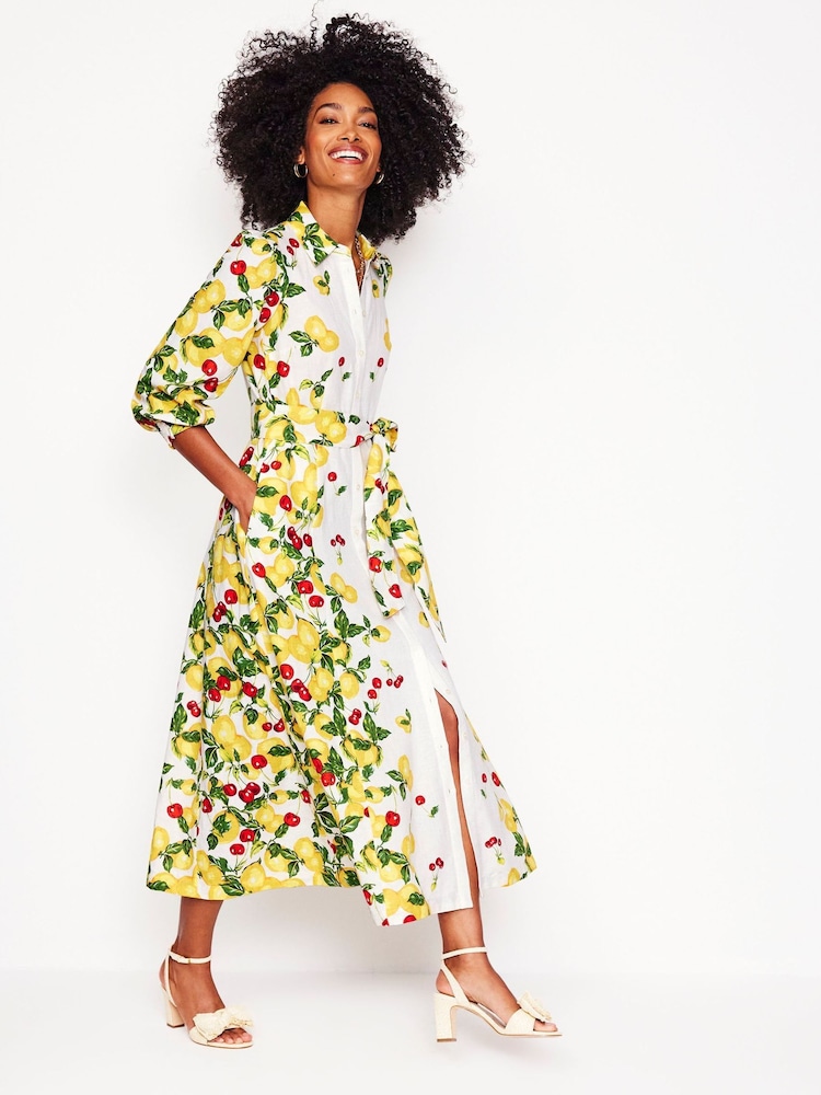 Boden Cream Clara Linen Blend Shirt Dress - Image 5 of 7