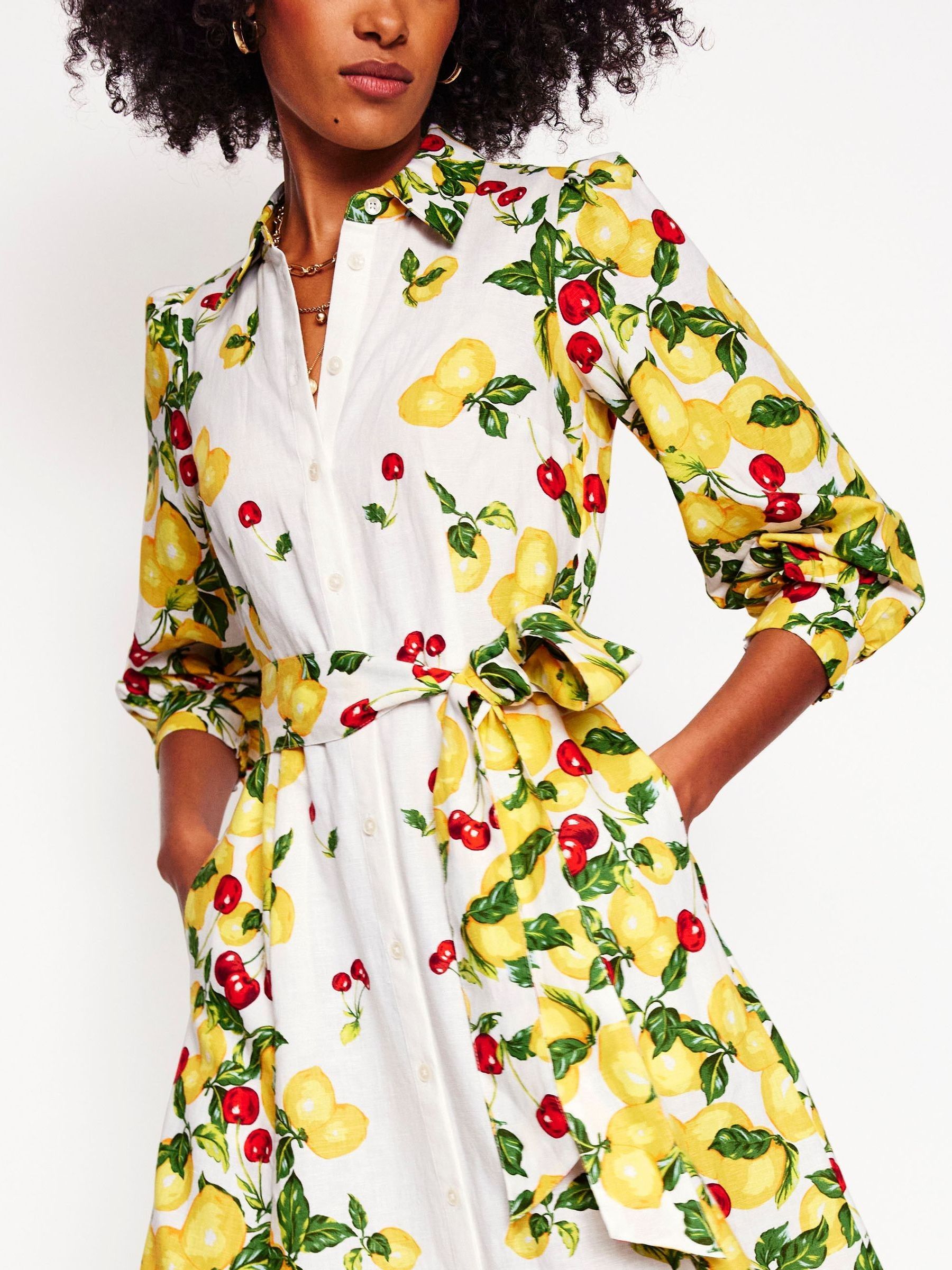 boden clara linen blend shirt dress Boden Clara Linen Blend Shirt Dresschalk Pink, Painterly Cluster Women