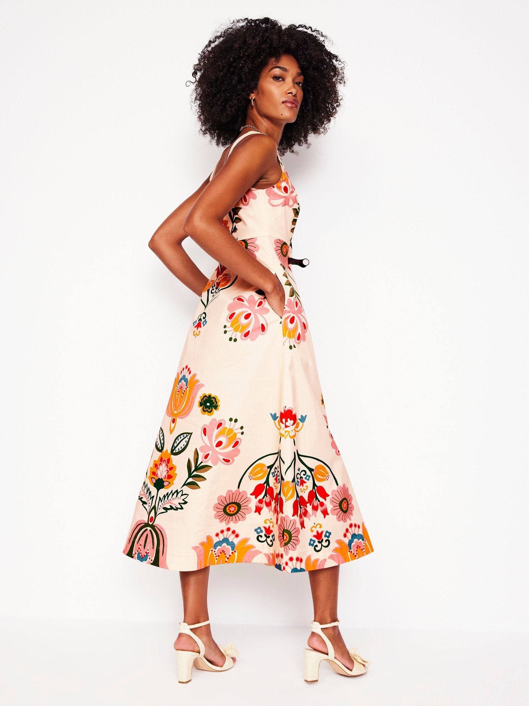 Buy Boden Cream Square Fit & Flare Dress from Next USA