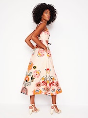 Boden Cream Square Fit & Flare Dress - Image 3 of 6