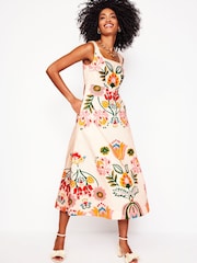 Boden Cream Square Fit & Flare Dress - Image 4 of 6