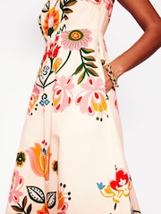 Boden Cream Square Fit & Flare Dress - Image 5 of 6