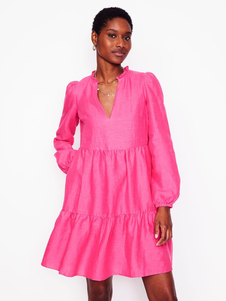 Boden Pink Esme Linen Short Dress - Image 4 of 6