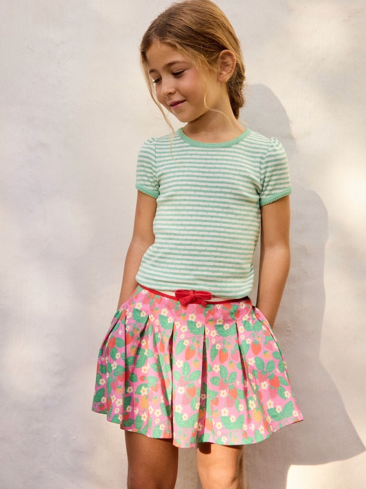 Boden Pink 100% Cotton Pleated Jersey Skort - Image 1 of 4