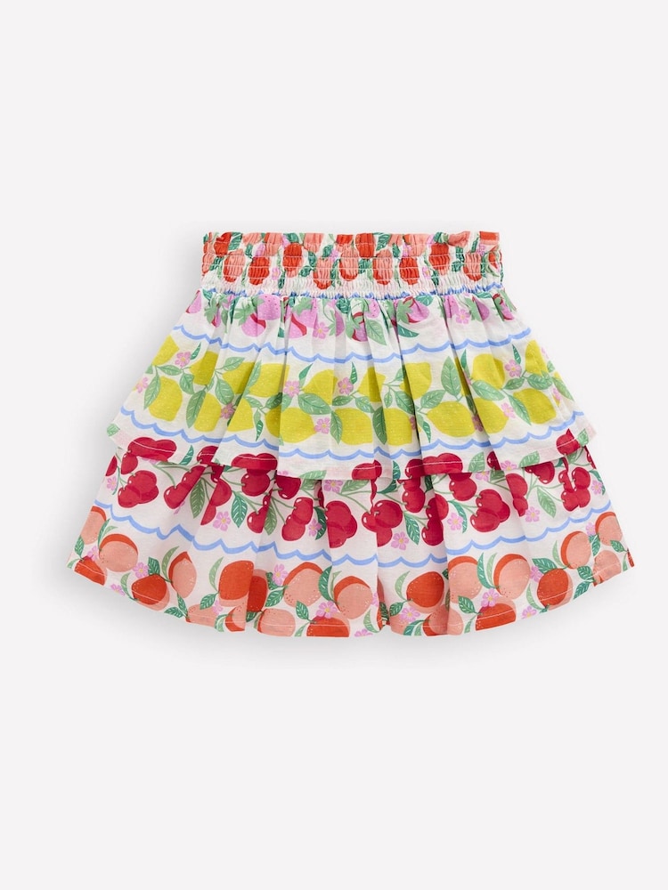 Boden Blue Fruit 100% Cotton Tiered Woven Skirt - Image 1 of 3