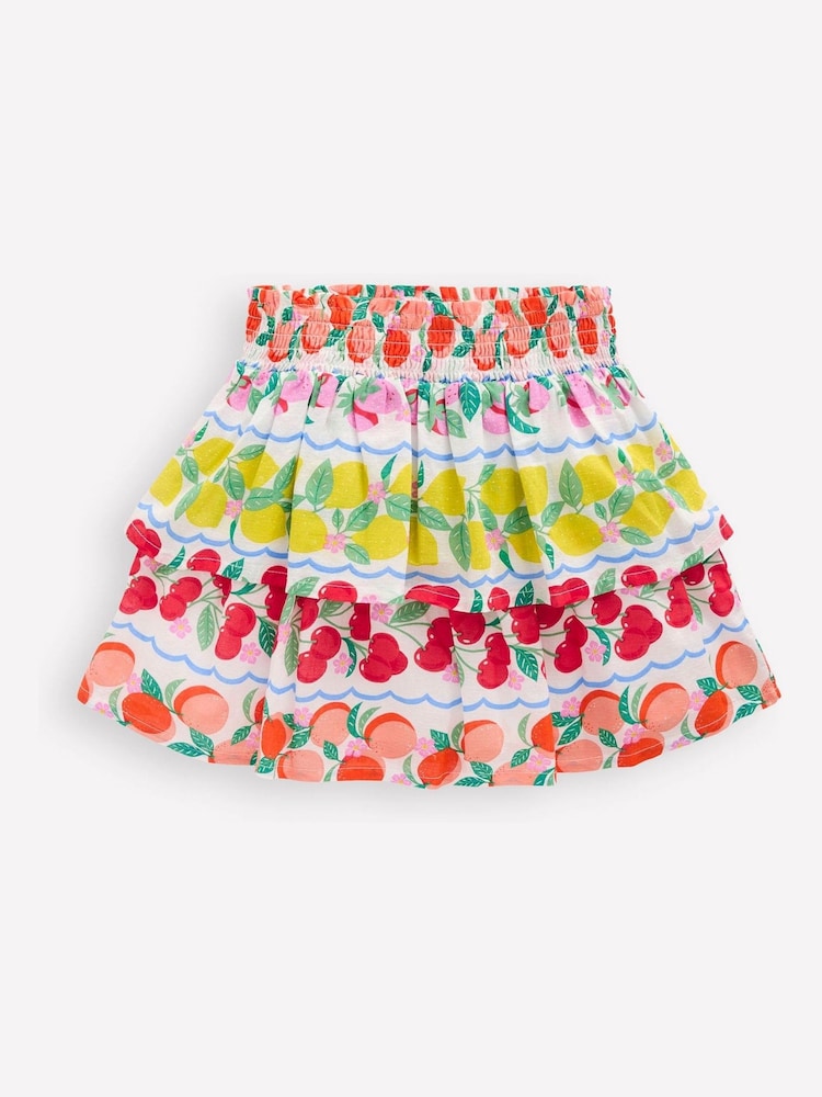 Boden Blue Fruit 100% Cotton Tiered Woven Skirt - Image 2 of 3