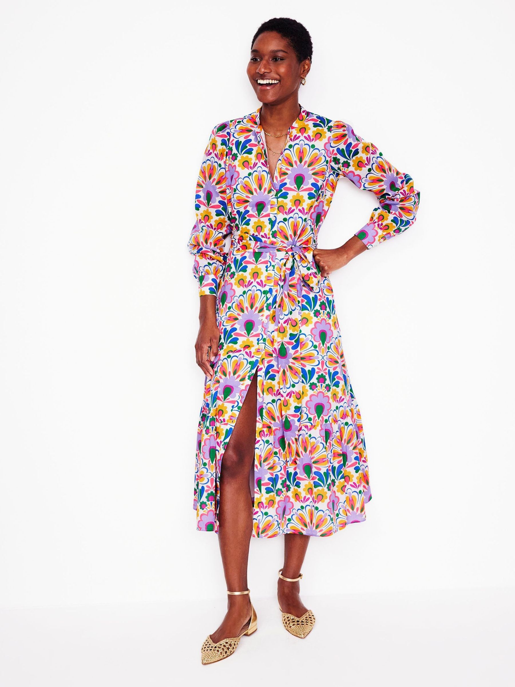 Buy Boden Cream Mia Tiered Shirt Dress from Next USA