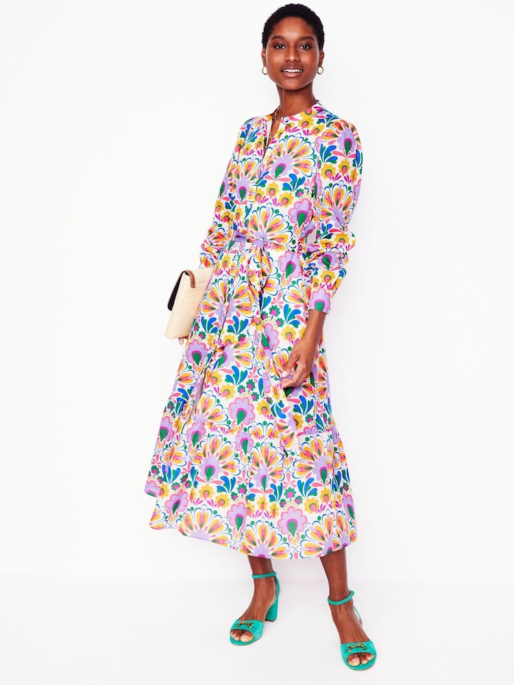 Boden Cream Mia Tiered Shirt Dress - Image 5 of 8