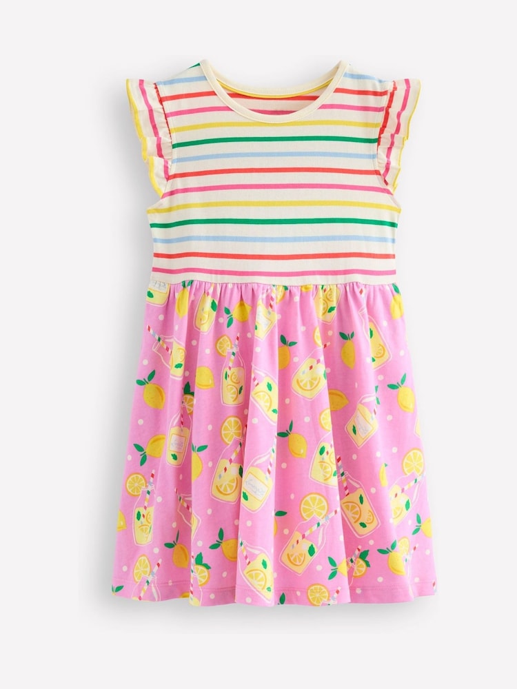 Boden Pink 100% Cotton Posie Frill Sleeve Dress - Image 1 of 3
