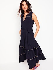 Boden Blue 100% Cotton Tara Trim Tiered Jersey Dress - Image 2 of 6