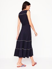 Boden Blue 100% Cotton Tara Trim Tiered Jersey Dress - Image 4 of 6