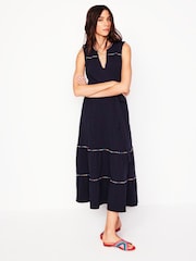 Boden Blue 100% Cotton Tara Trim Tiered Jersey Dress - Image 5 of 6