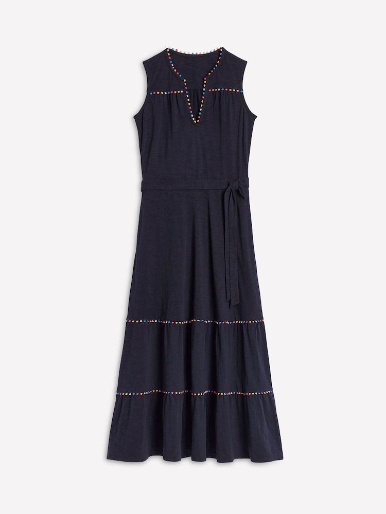 Boden Blue 100% Cotton Tara Trim Tiered Jersey Dress - Image 6 of 6