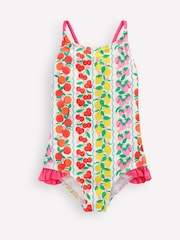 Boden Pink Fruit Stripe Pretty Cross-Back Swimsuit - Image 1 of 3