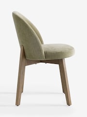 Set of 2 Relaxed Chenille Light Olive Preston Mid Wood Leg Dining Chairs - Image 4 of 7