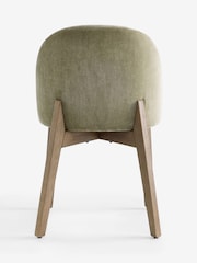 Set of 2 Relaxed Chenille Light Olive Preston Mid Wood Leg Dining Chairs - Image 5 of 7