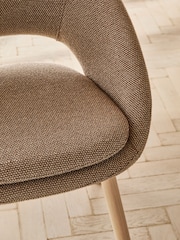 Set of 2 Dry Handle Boucle Rust Hewitt Upholstered Light Wood Leg Dining Chairs - Image 2 of 8